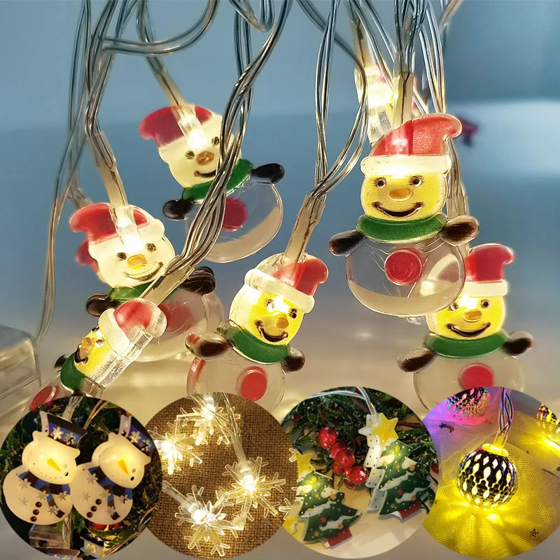 

1.5M 10LED Santa Claus Christmas LED String Lights Snowflakes Fairy Light Garland For Home Xmas Tree Hanging Decor New Year Gift