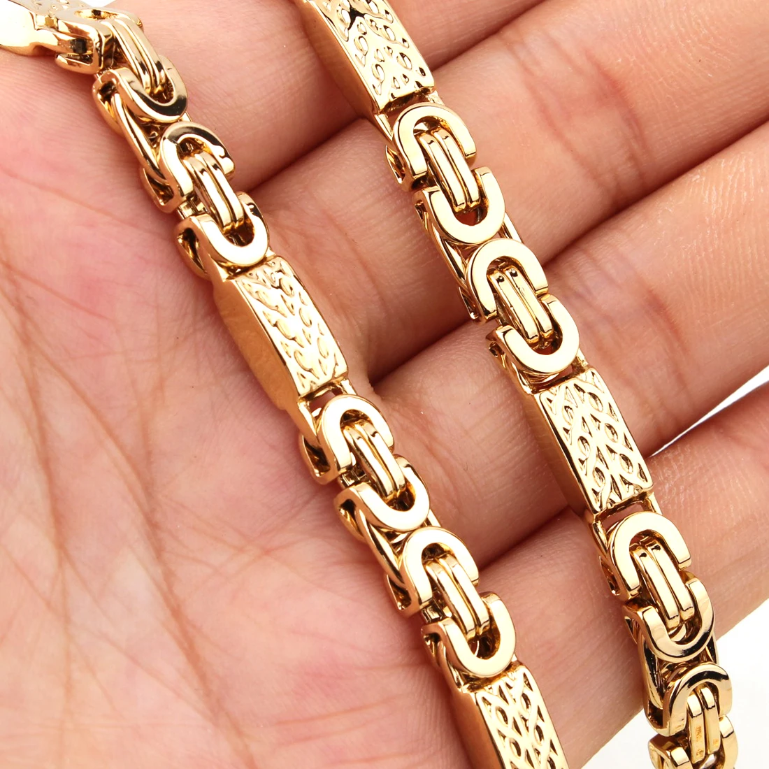7 ''-40'' 6/8/11 мм полированное золото тон плоские византийские ожерелью или