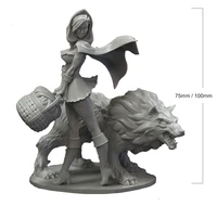 124 75mm 118 100mm resin model kits the litte girl and wolf figure unpainted no color rw 226