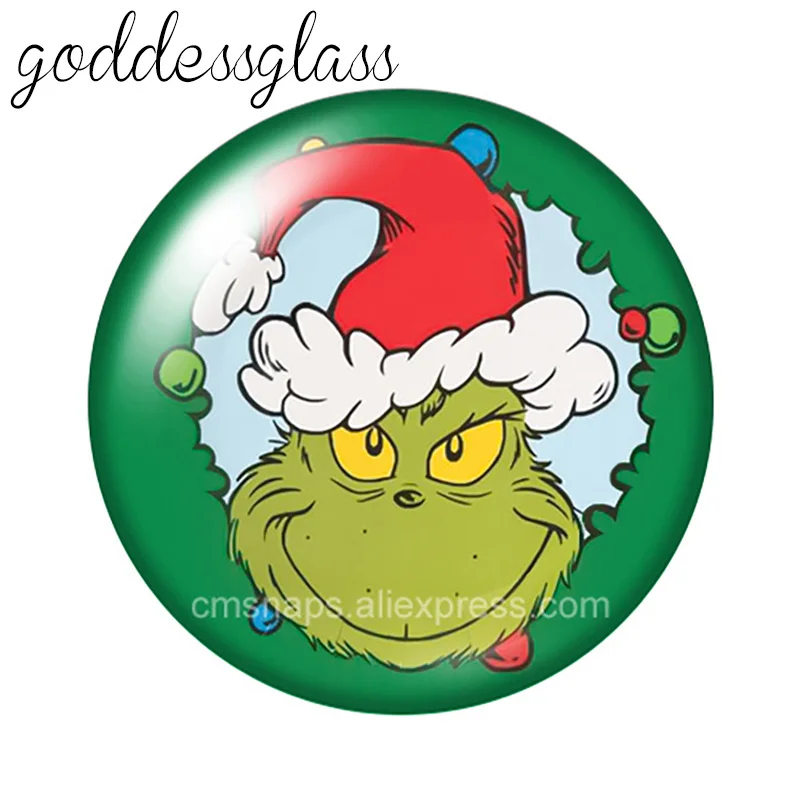 New Christmas Grinch Cute 10pcs Round photo 12mm/18mm snap buttons for necklace DIY findings jewelry | Украшения и аксессуары