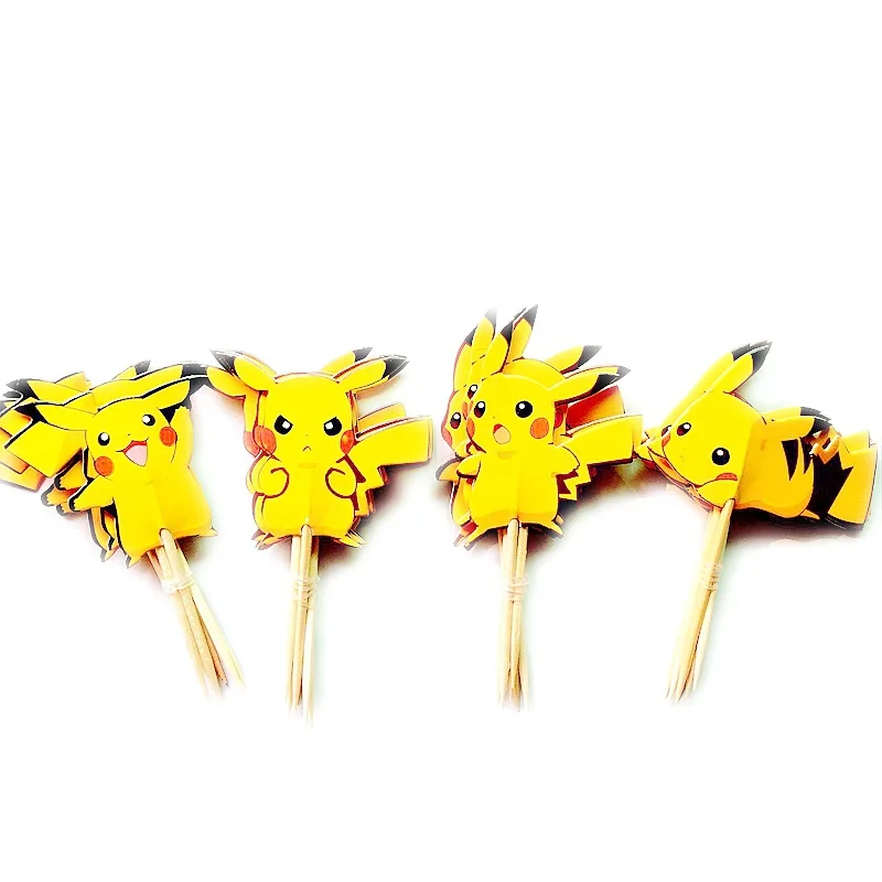 Pikachu Insert Card Pokemon Go Figures Party Cake Topper Pet Charmander Squirtle Bulbasaur KidS Happy Meal Birthday Decorations | Дом и сад