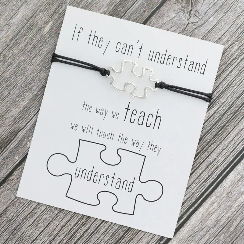 1 браслет с подвесками пазлами для женщин и мужчин подарок информирования об