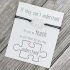 1 браслет с подвесками-пазлами для женщин и мужчин, подарок для информирования об аутизме, пожелание любви, регулируемый браслет, ювелирные изделия дружбы и мамы