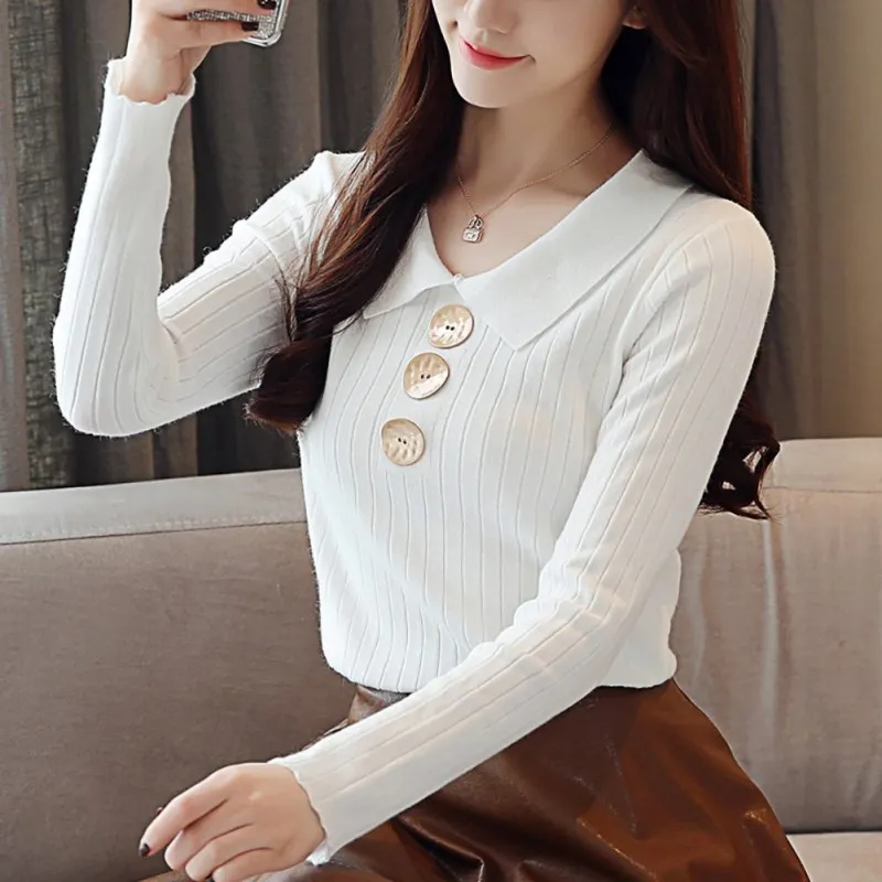 

Autumn New Sweaters For Women Fashion Slim Knit Pullover Sweater Casual Solid Color Long-Sleeved Bottoming Tops