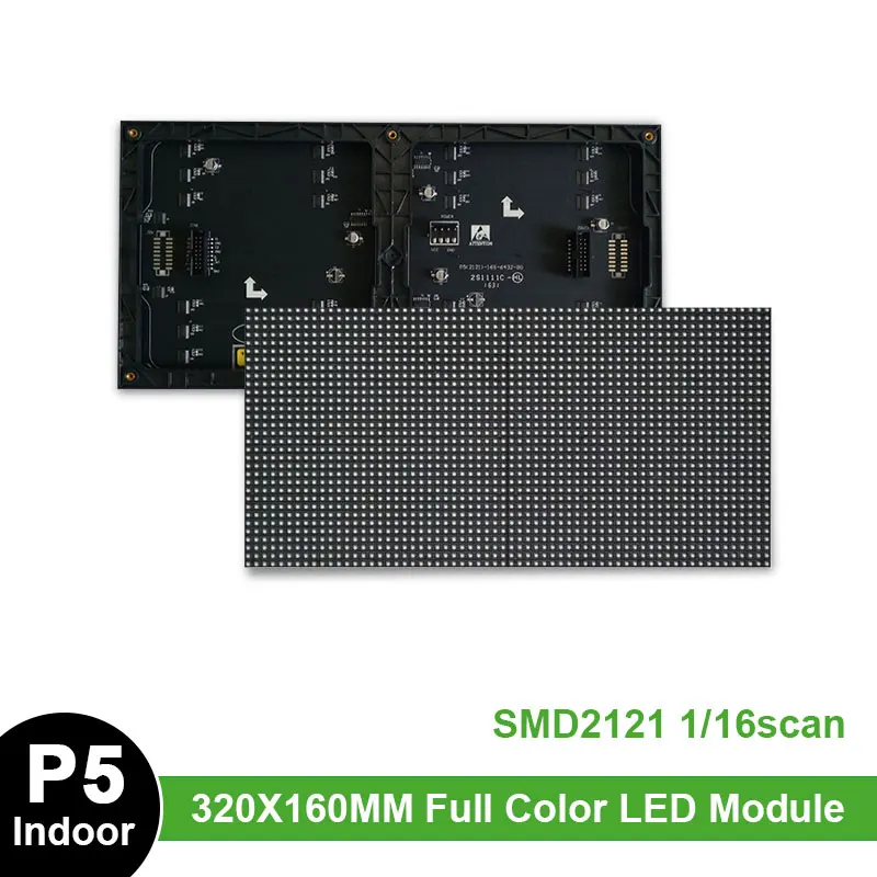 

Indoor P5 LED Module 320x160mm 64x32 Pixels SMD2121 RGB 1/16 Scan Hd Video Wall Display Panel 32*16cm p5 led Matrix Hot sale