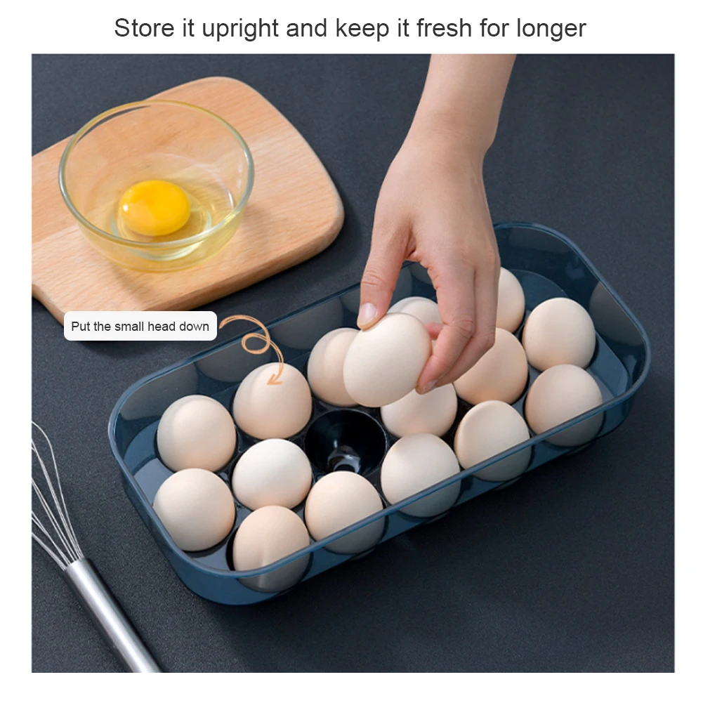

Portable Egg Storage Box Fridge Egg Holder 16-Grid With Lid Stackable Plastic Egg Shatterproof Storage Tray Kitchen Gadgets Tool