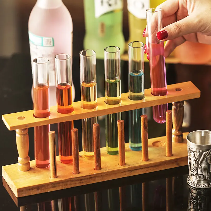 Деревянная вешалка для пробирок с 6 отверстиями стойка коктейлей и бокалов