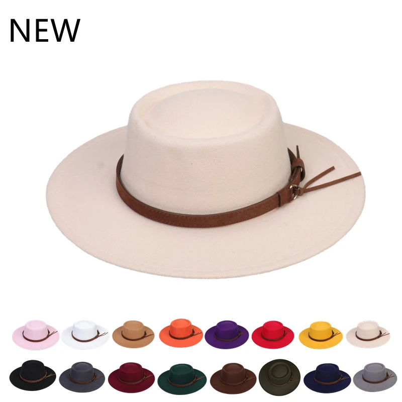 

Free shipping 8CM big brim flat top hat women's concave-convex top dome fedora hat autumn and winter warm webbing jazz top hat