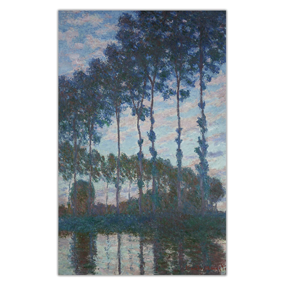 Цитон Клода монета poplтополя на берегу Epte сумерки Canvas Холст Картина маслом пейзаж