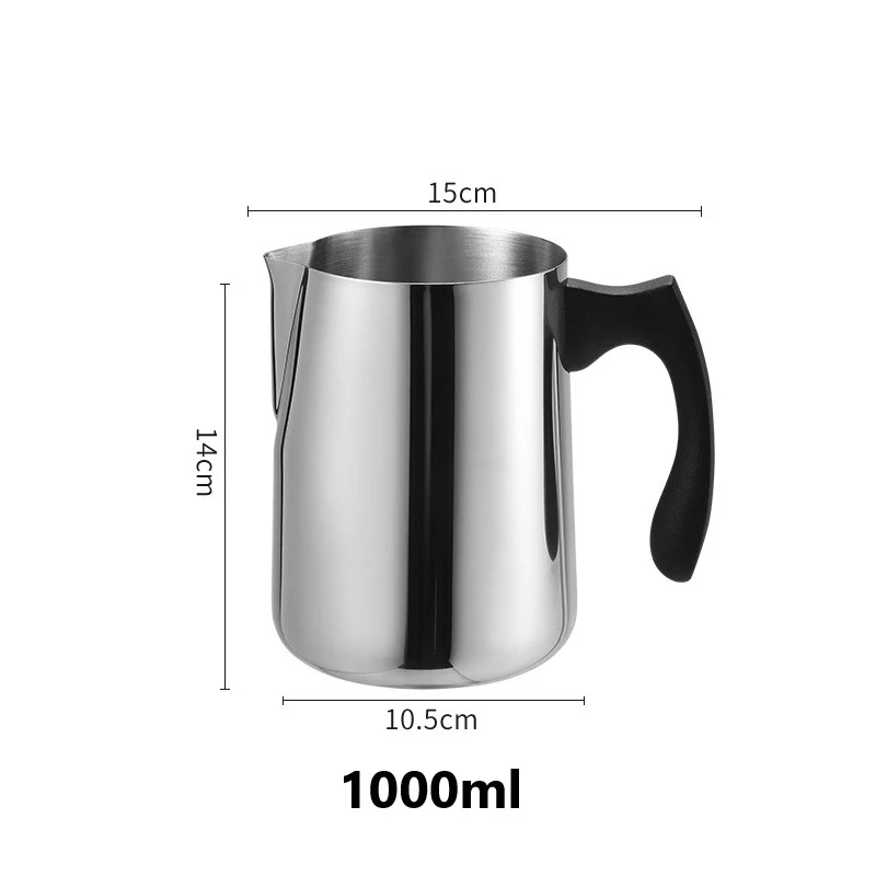 

600/1000ml Anti-scalding Black Handle Milk Foam Cup Milk Cup Etched Cylinder Stainless Steel Etched Cup Wax Cup Melting Wax Cup