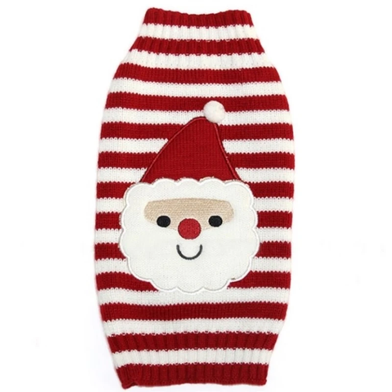 Рождественский свитер для собаки вязаный с красным носом и оленем вязаная одежда