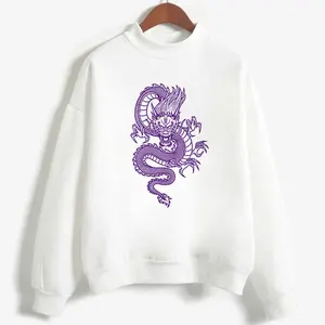 Корейские женские толстовки в стиле Харадзюку, модные укороченные топы, свитшоты, худи с китайским принтом дракона, Женская толстовка, пуловер, уличная одежда