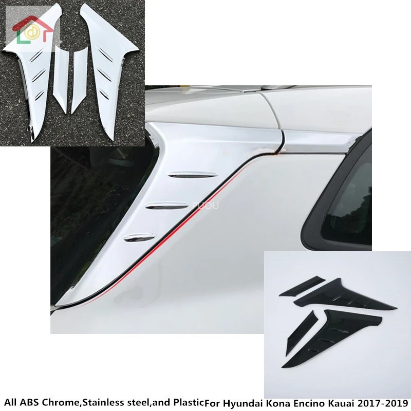 

Для Hyundai Kona Encino Kauai 2017 2018 2019 2020 автомобильный Стайлинг Задний Спойлер боковой треугольный молдинг оконная рамка отделка