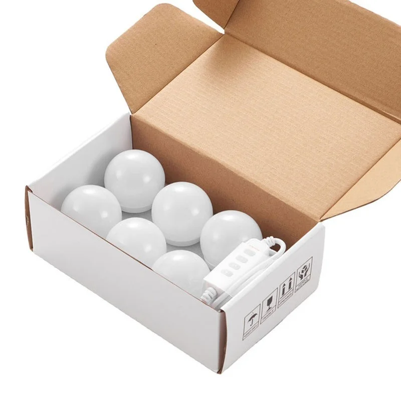 

Table Mirror Light Usb 5V Hollywood Vanity Full Backlit Stepless Dimming 3 Colors Wall Lamp Led Makeup Bulbs String 6/10pcs Bulb