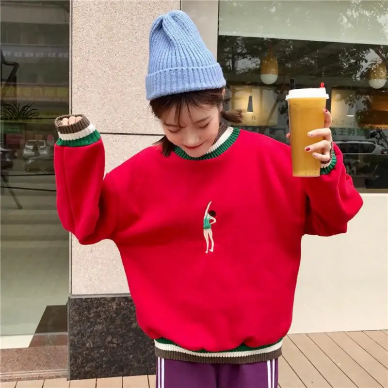 Spring Sweet Cute Sweatshirt Women Fashion Cartoon Print Pullover Lady Loose Casual Sweatshirts 2020 New | Женская одежда
