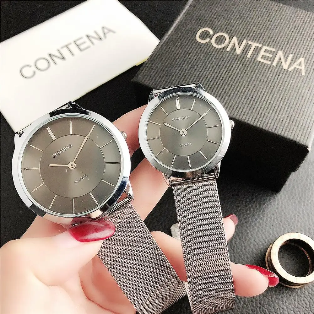 CONTENA набор часов для мужчин и женщин модные роскошные кварцевые часы розовое