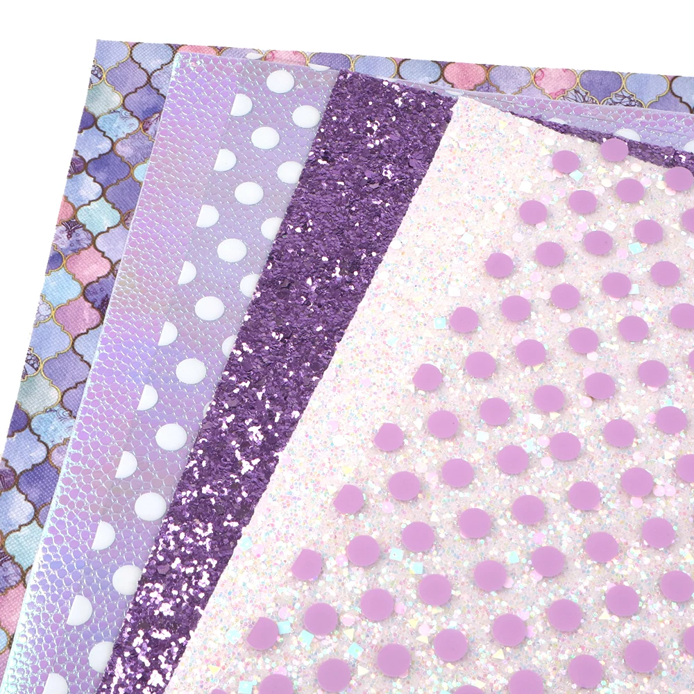 Multi-material 6Pieces/set 20*33cm Fish Scale Dot Faux Synthetic Leather Fabric DIY Handmade Sewing Accessories 1Yc7256 | Дом и сад