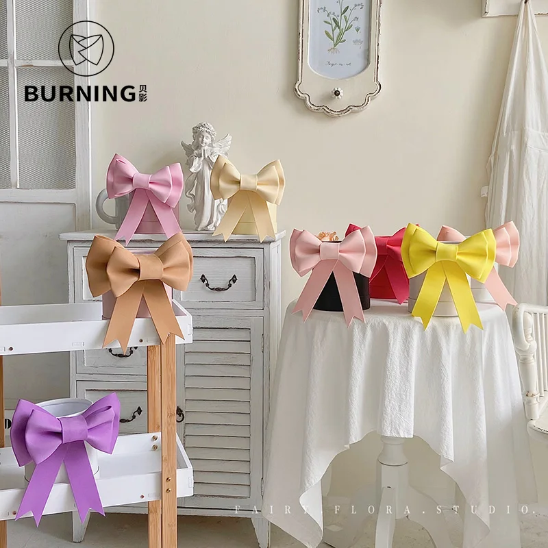 

Cute mini bow 5pcs handmade floral gift box decorations small pendant diy material package for wedding decoration party birthday