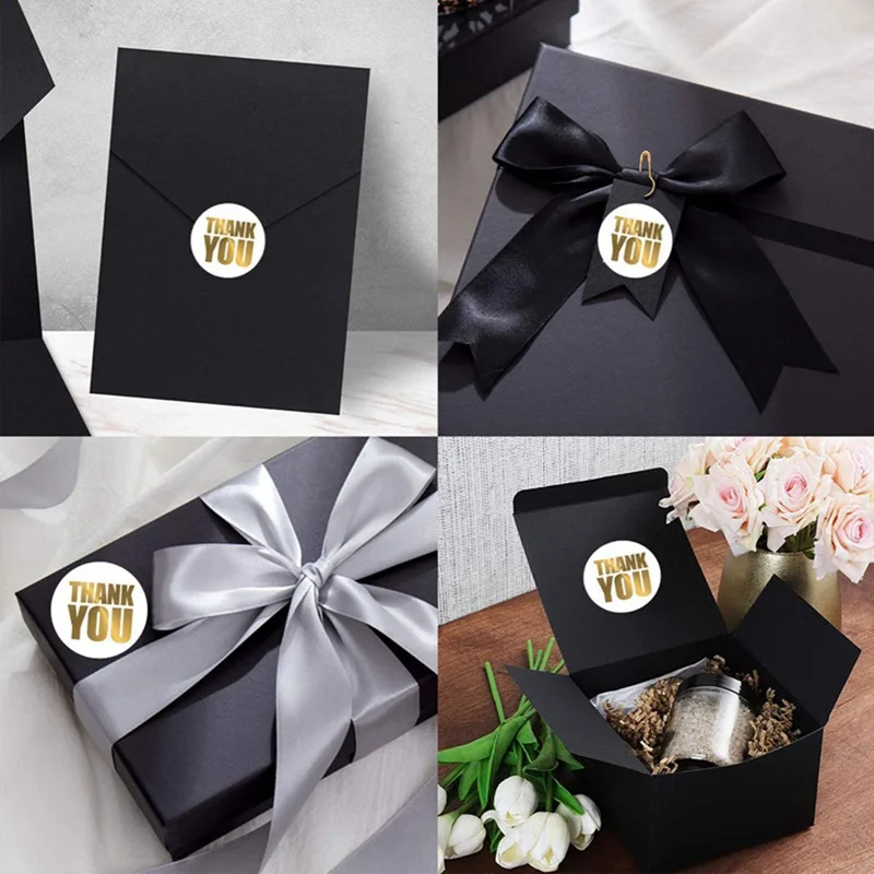 

Gold Foil Stamping Thank You Sticker Round Label Gift Wrapping Decoration Sealing Stationery