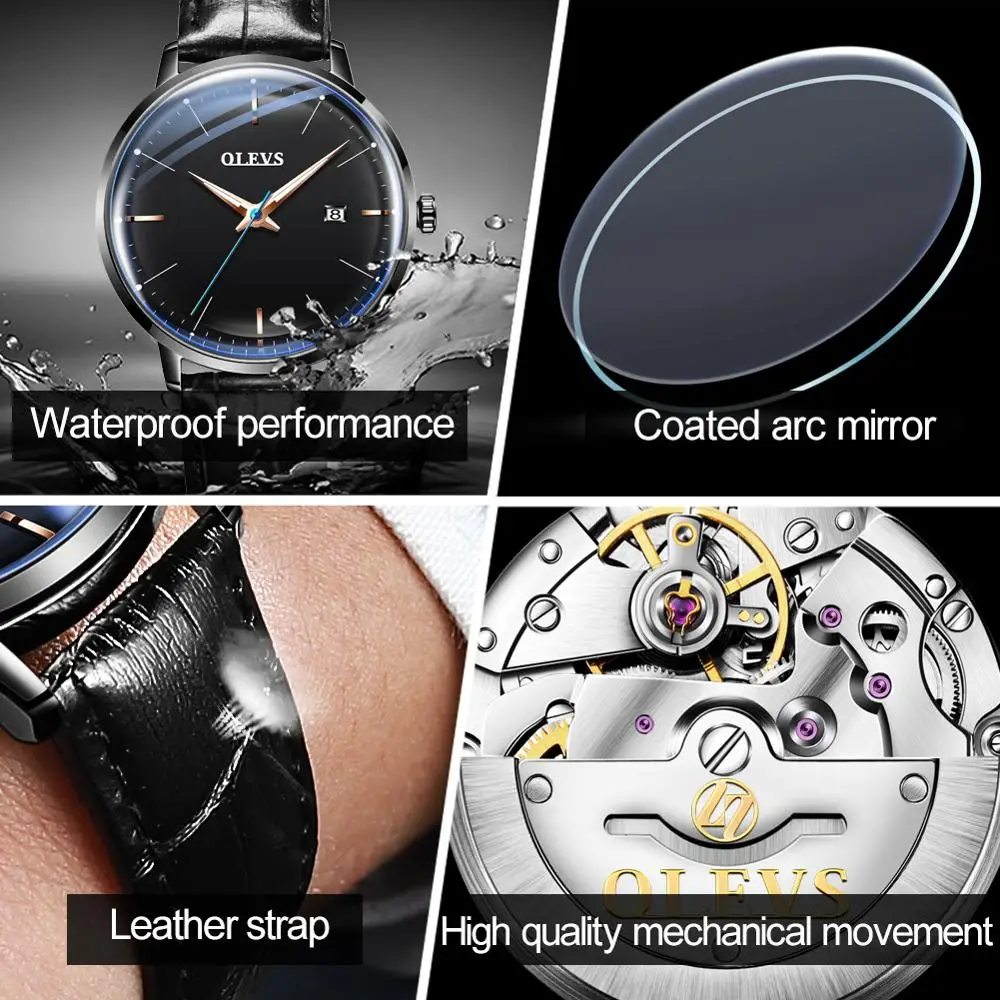 

OLEVS men's automatic mechanical watch high quality fashion casual sports calendar luminous waterproof men's watch