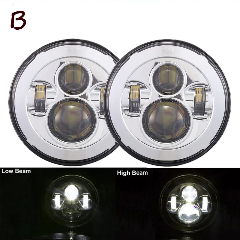 2 шт. 7 дюймовые светодиодные фары H4 Hi Lo с ангельскими глазками Halo для Lada 4x4 urban Niva Jeep