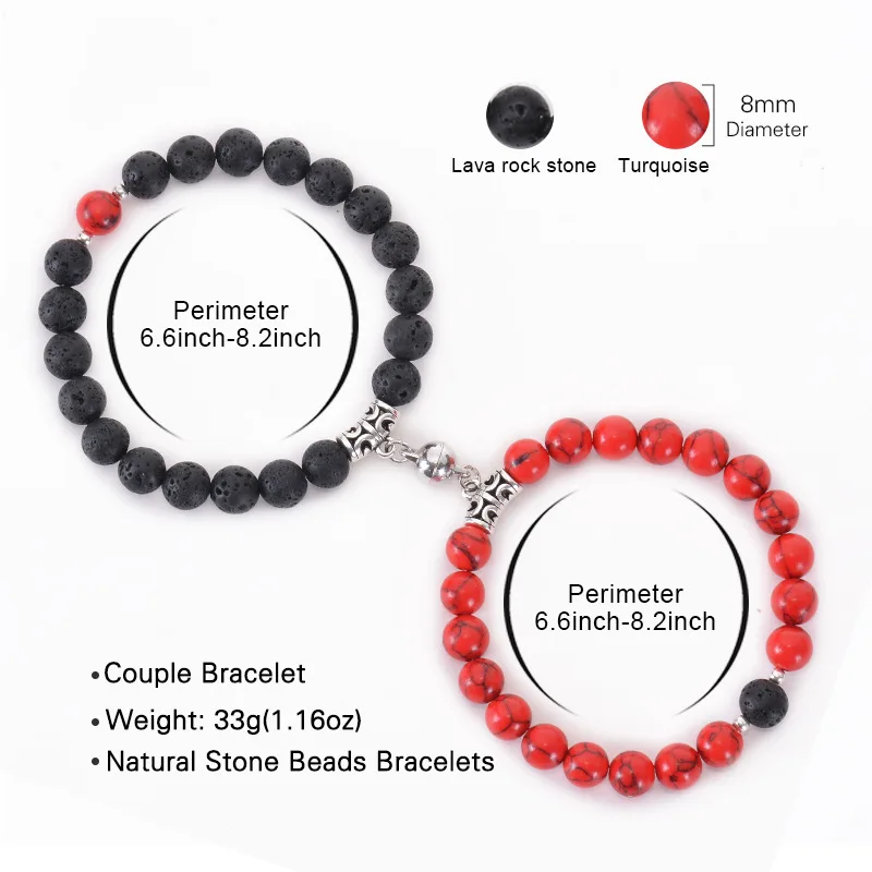 

Couples Bracelets Magnetic Attraction Natural Stone Beads Distance Magnet Bracelets for Lovers Friendship Jewelry Yoga Bracelet