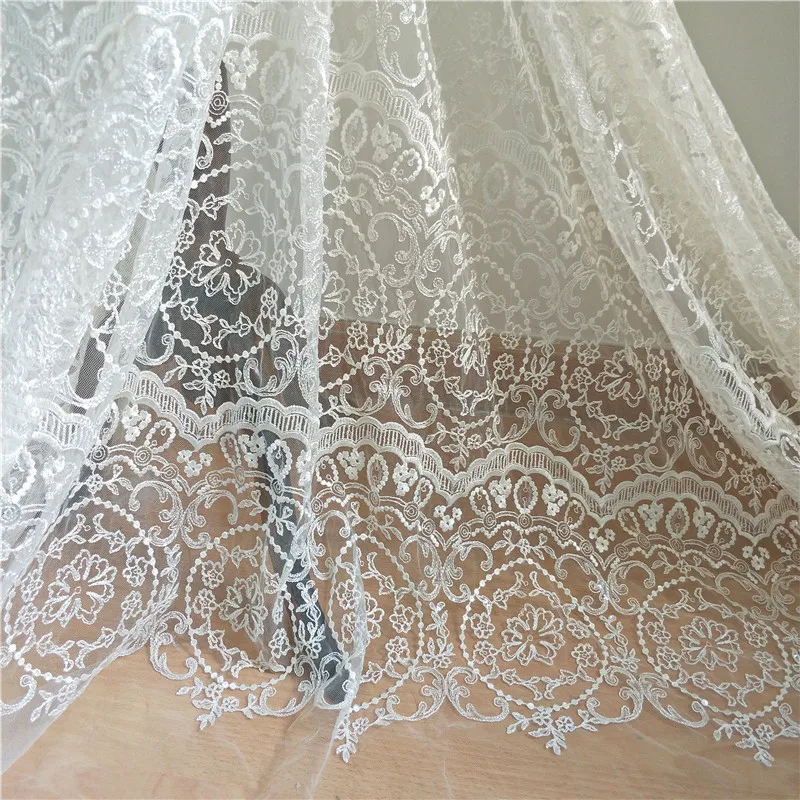 

New High-end Embroidered Wedding Dress Sen-series Light/Thin Sequin Lace Fabric European/American DIY Accessories