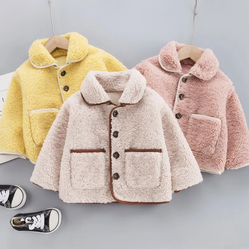 

New Autumn Winter Children Thicken Warm Clothes Baby Boys Girls Fashion Lapel Jacket Kids Infant Cotton Costume Toddler Clothing