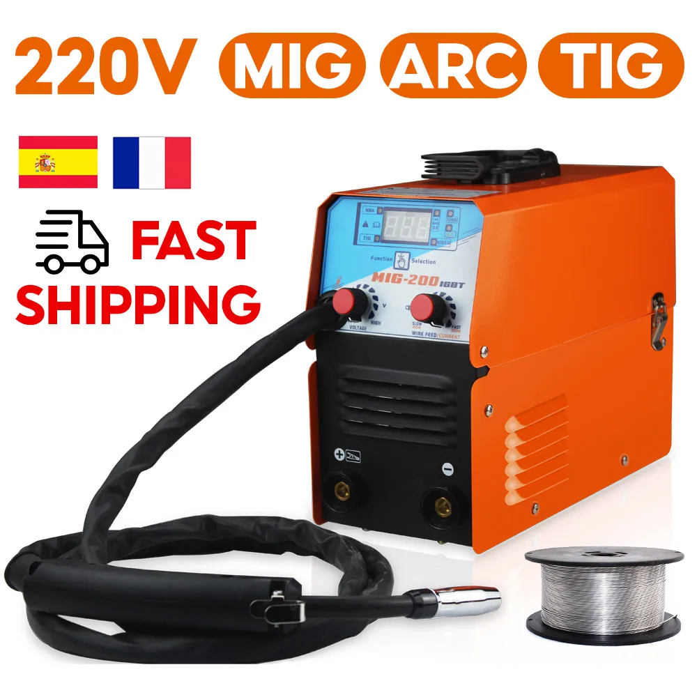 Мини MIG 200 AC220V 50/60Hz миг ММА Gasless сварочный аппарат без газа подходит 1 0 мм