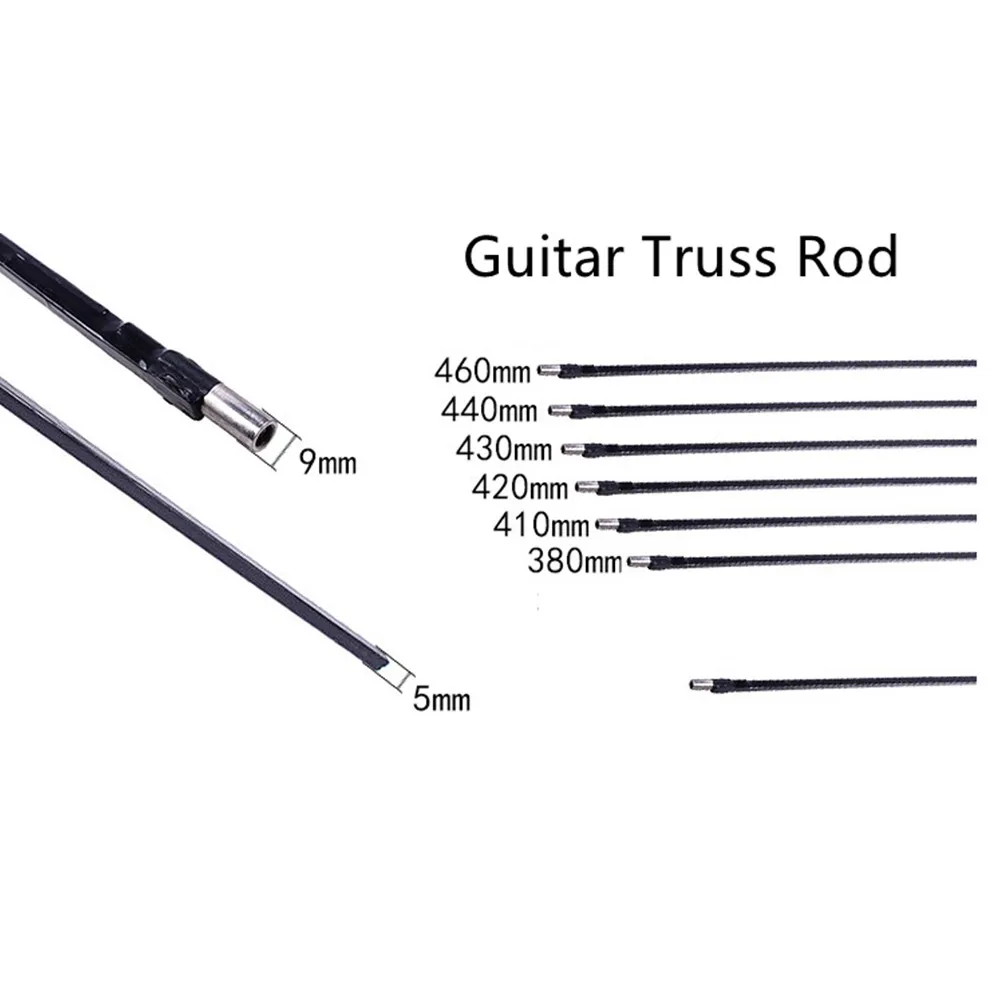 

380/420/440mm Black Guitar Truss Rod Guitar Truss Rod With Hexagon Wrench Electric Guitar Truss Rod Key Guitar Truss Rod