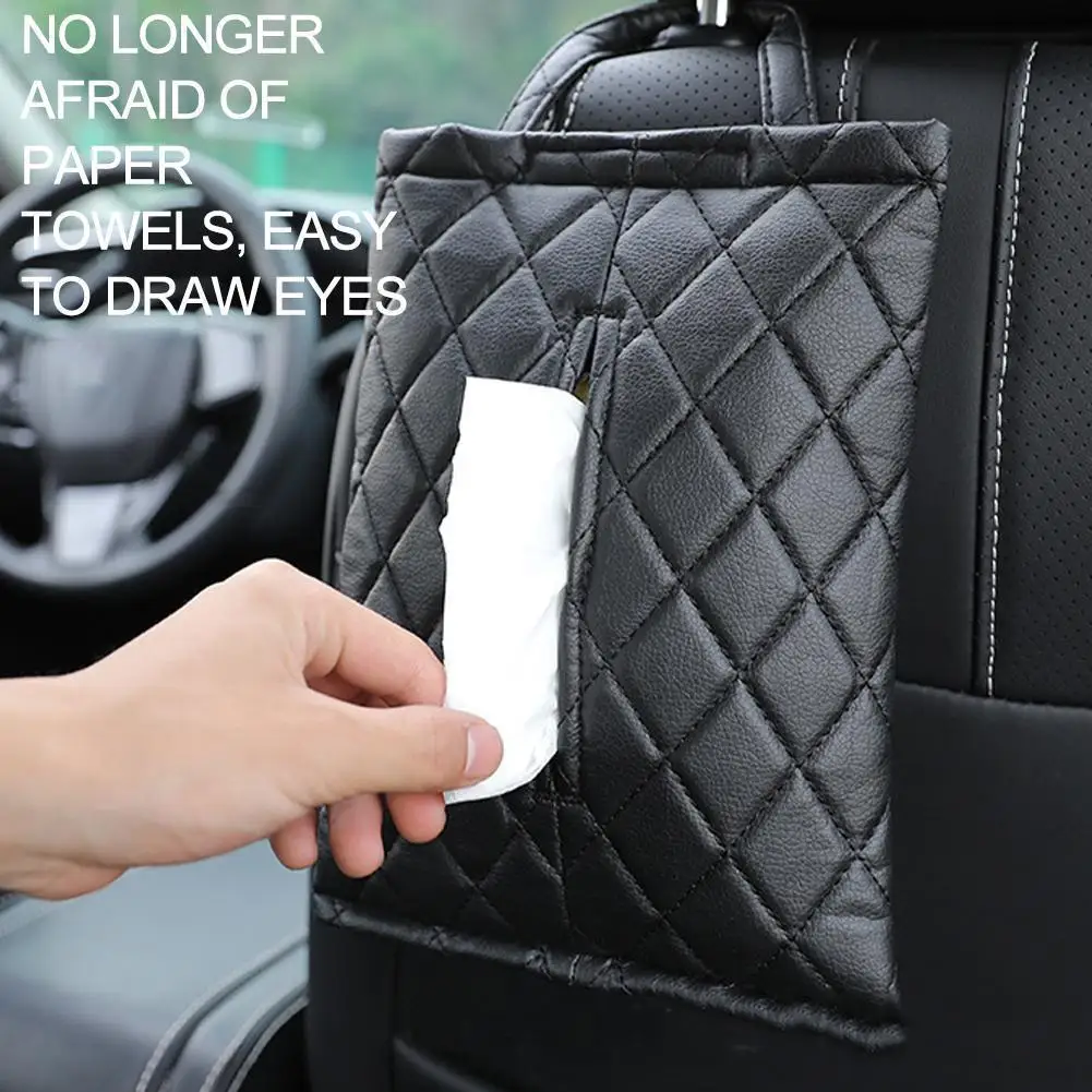 

Черные тканевые коробки из искусственной кожи, подвесная тканевая сумка, органайзер, украшение автомобиля, автомобильные салфетки для хран...