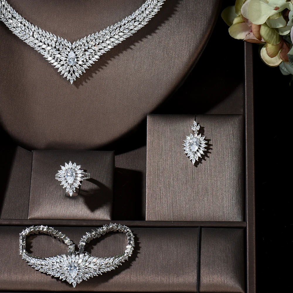 HIBRIDE AAA CZ африканские Ювелирные Изделия Дубай женский круглый свадебный набор