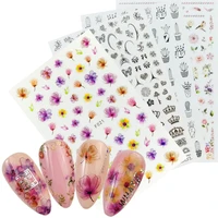 1 sheet 3d nail stickers flower self adhesive small fresh designs women slider decals for nail art decorations manicure tips