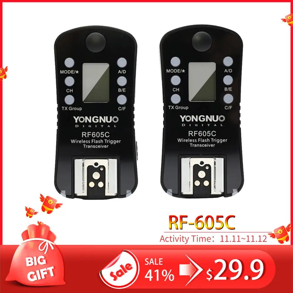 Светодиодная лампа для видеосъемки YONGNUO RF-605C трансивер RF605C RF605 C YN 605C Беспроводной вспышка триггера для Canon для RF-602 RF-603 RF-603II и YN-560TX