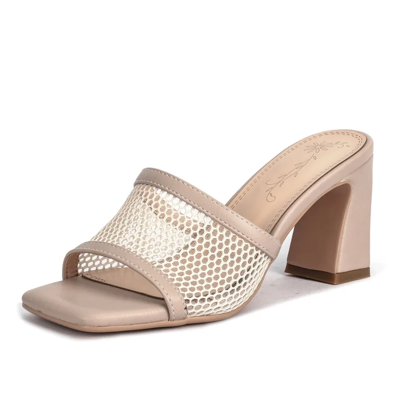 

casual summer shoes woman slipper outdoor ladies luxury brand air mesh sandals thick high heel beach shoes women leather sandals