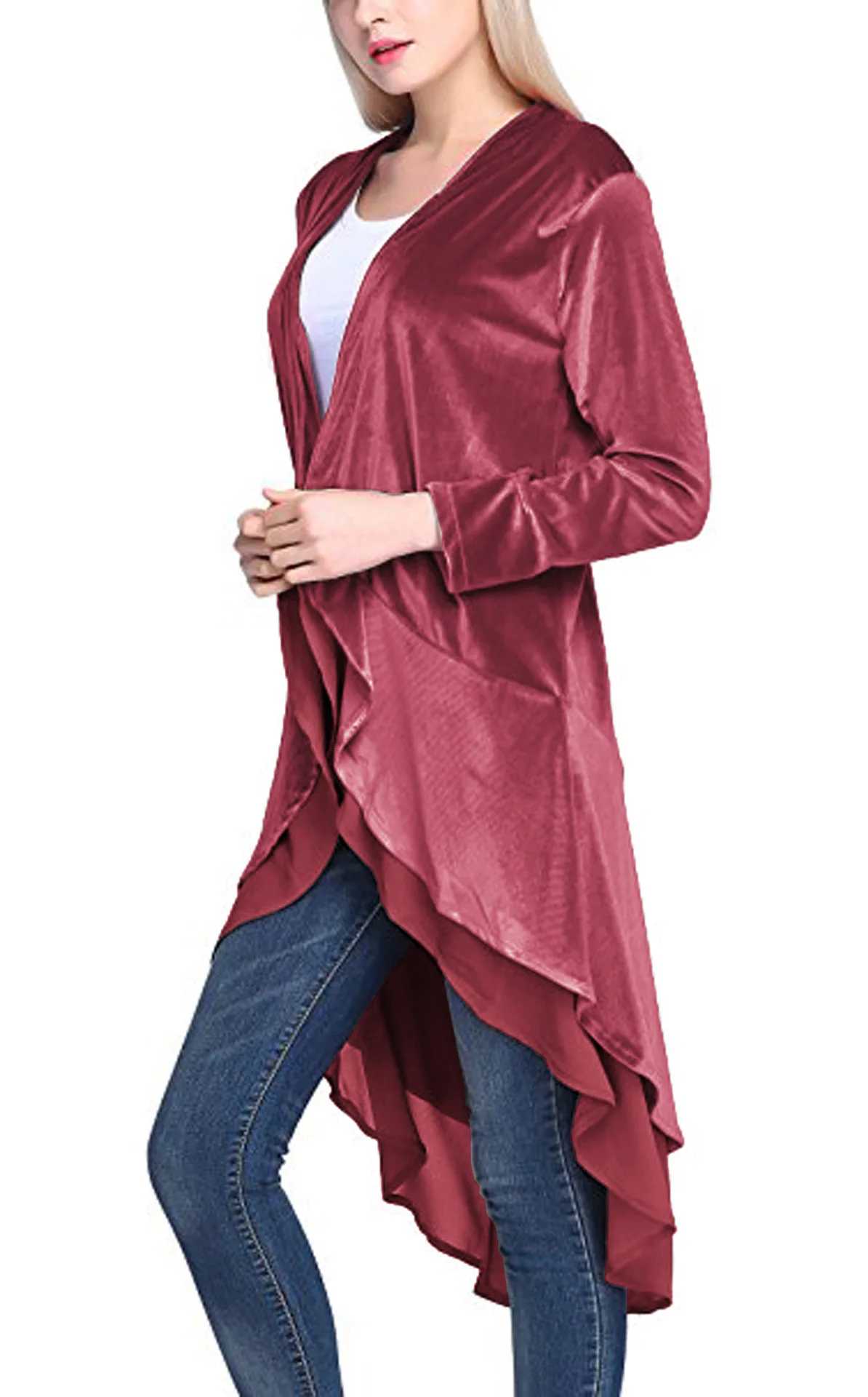 Европейский Американский Лидер продаж элегантный бархатный тренчкот длинный с