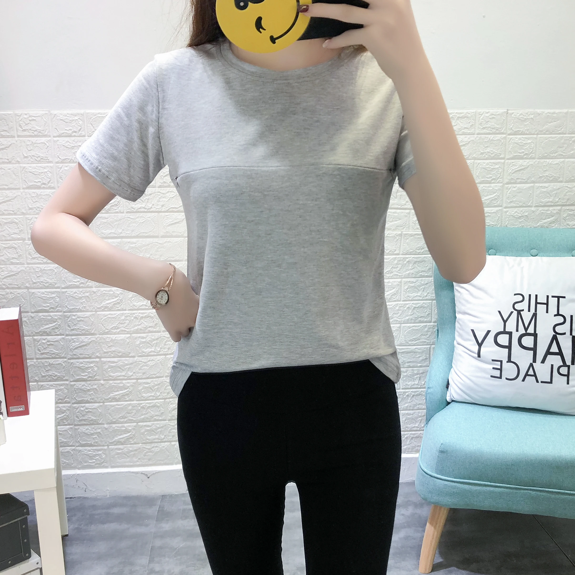 

Maternity Summer Solid Nursing Tops T shirt Casual Breastfeeding Pregnancy Nurse Tees Clothes Short/Long Sleeve Undershirts 2020