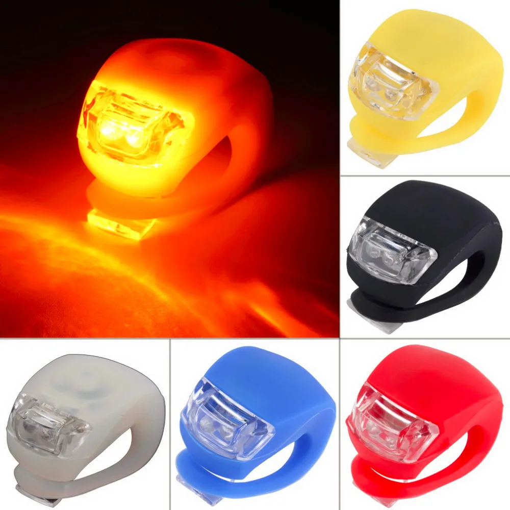 Kualitas tinggi LED Sepeda Bersepeda Silicone Kepala Depan Rear Wheel Keselamatan Sepeda Cahaya Lampu Grosir