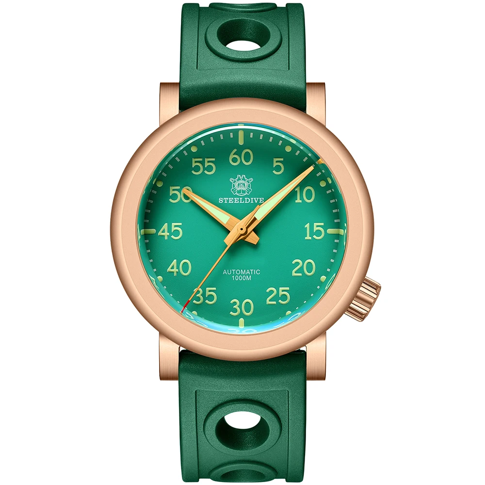 

Часы Steeldive SD1910S с бронзовым/зеленым циферблатом, 1000 м, японские часы для дайвинга NH35, автоматические механические светящиеся наручные часы с ...