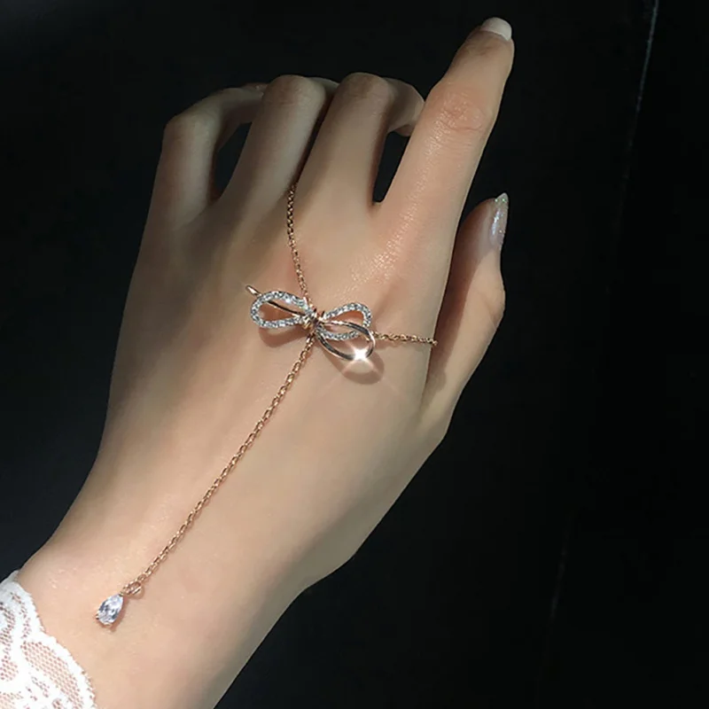 Модное ожерелье с бантом стразы цепь Свадебные Ювелирные изделия