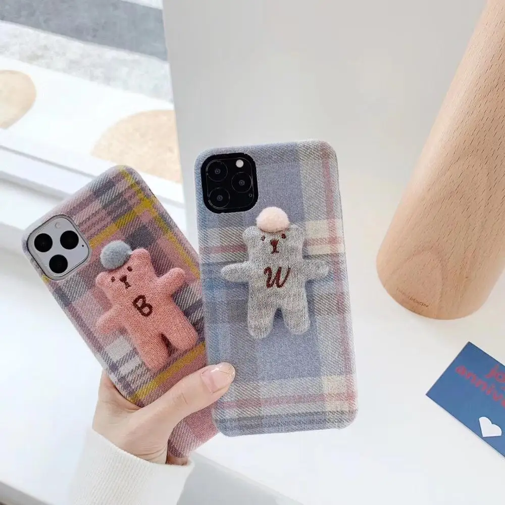 ORYKSZ 3D Ткань текстуры медведь чехол для телефона iphone 11 11Pro Max XR X Xs 7 8 6 6s plus ультра