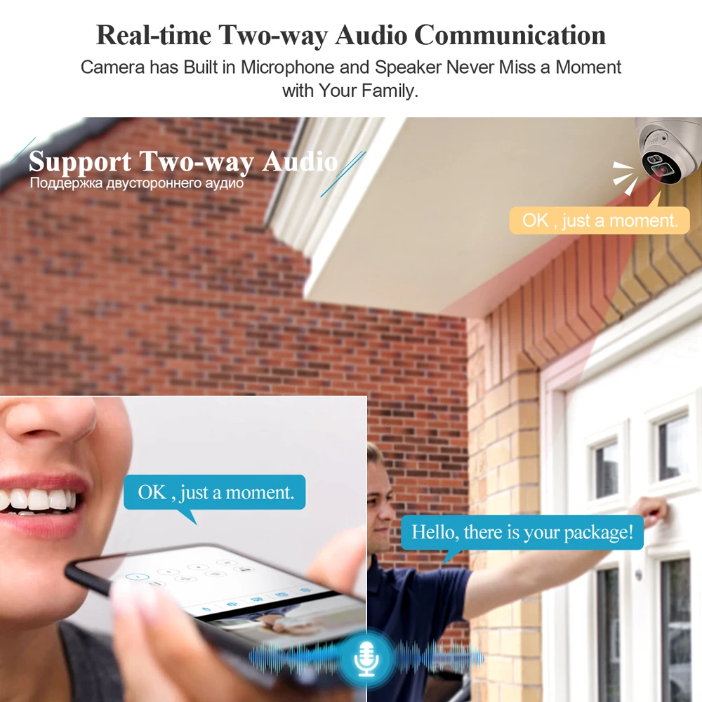 Система видеонаблюдения Techage 16 каналов 5 МП POE дуплексное аудио уличный комплект