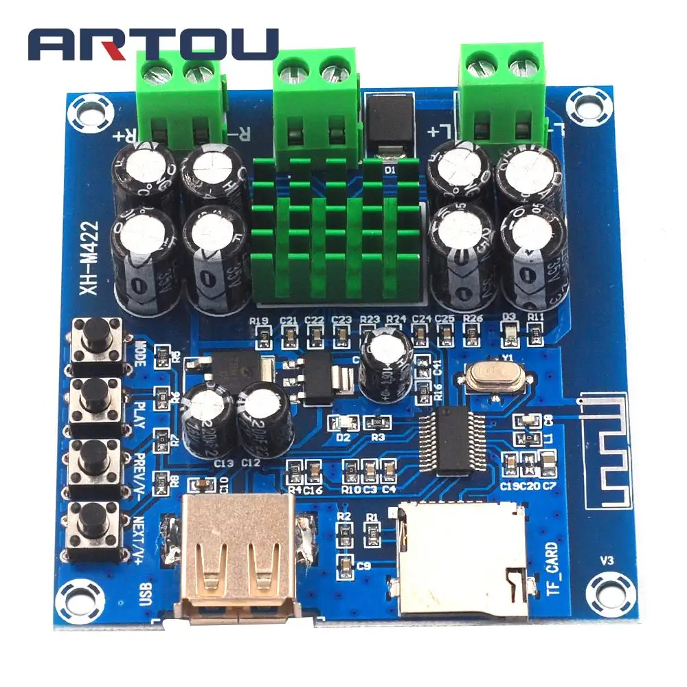 XH-M422 DC12-24V TPA3116D2 50 Вт Bluetooth 4,0 модуль усилителя с Bluetooth, u-диск, tf-карта, плеер C3-001