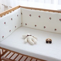 korean pure cotton quilted baby bed bumper cherry bear embroidered newborn baby cot crib bumpers infant bed protector bedding