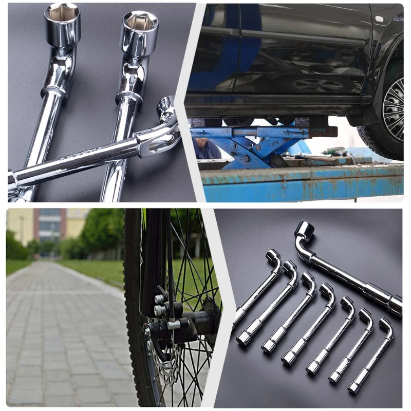

K1KA Pipe Type Socket Wrench L-shaped 6-15mm Socket Spanner Car Maintennance Daily Repair Practcial Hand Tool Repair Tool