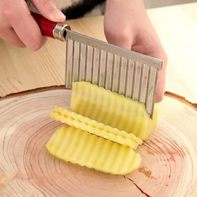 

1PCS New potato knife Stainless Steel Potato Chip Dough Vegetable Crinkle Wavy Cutter High Quality Slicer Fruits Knife Food