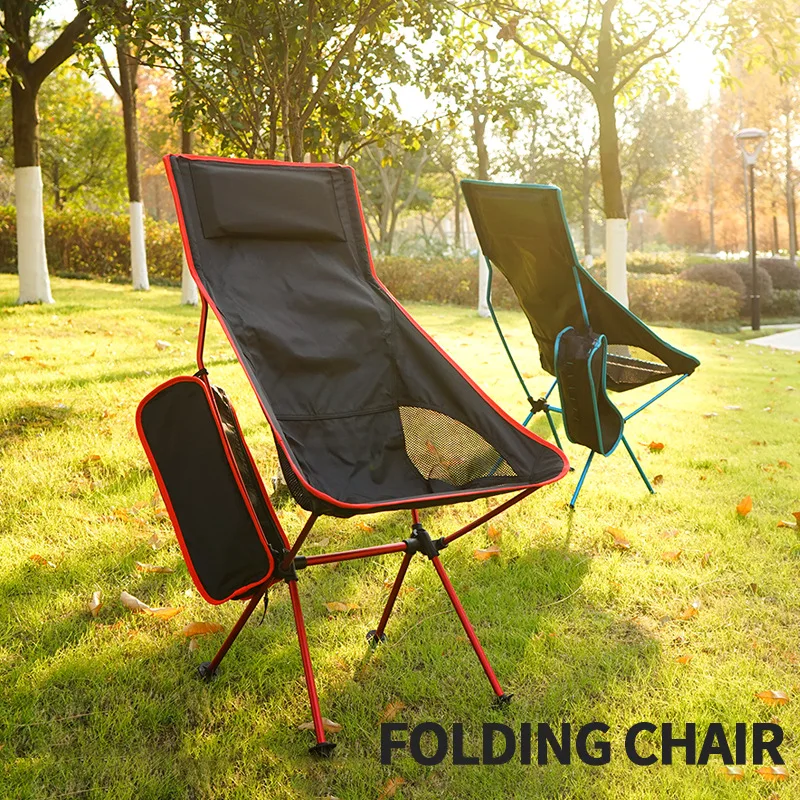 Outdoor 6063 Aluminum Moon Chair Plus Tall Fishing Chair Folding Chair Camping Backrest Aluminum Lounge Chair