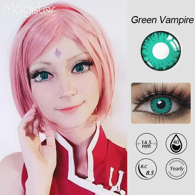 cosplay contact lenses color halloween eye contacts green vampire contacts 2 pcs yearly green lenses for eyes green cat eye lens free global shipping