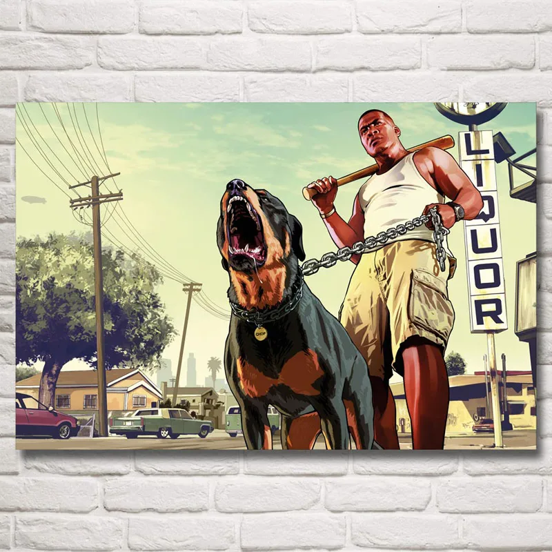 Foocome Grand Theft Auto V Art шелковые игровые постеры и принты GTA 5 украшения для дома картины