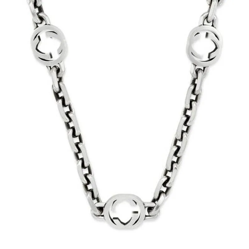 

S925 pure silver 1:1 classic interlocking neutral necklace jewelry fashion charm letters